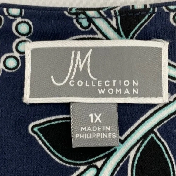 JM Collection women’s plus size 3/4 sleeve tunic with rhinestones, size 1X - Picture 5 of 8